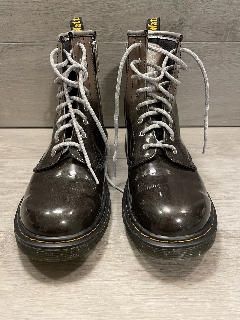Dr. Martens 1460 Gradient Glitter Boots Black Silver Ombré Finish Worn Twice